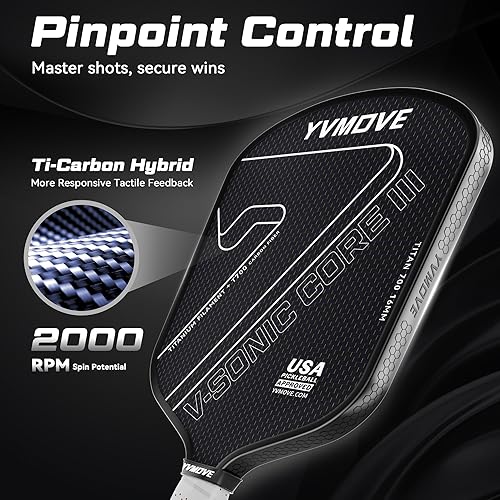 Miniatura 2 de Pickleball Paddle with T700 Raw Carbon Fiber Surface & 16mm STR-Core Power Polymer Core, Premium Pickle Ball Racket Designed for Ultimate Spin &