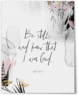 Psalm 46:10, Be still, and know that I am God, Christian Wall Art, Modern Bible Verse Print, Scripture Poster, 8" x 10", Unframed