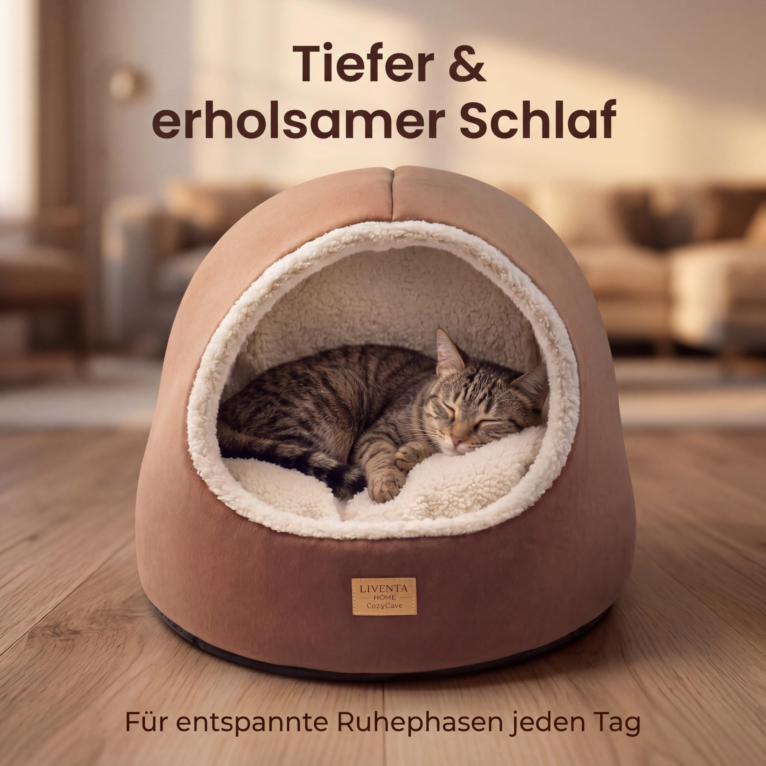 Katzenhöhle 45x45x45 cm – Katzenbett und Katzenhaus mit waschbarem Kissen | Katzenzelt und Katzenhaus Indoor zum Kuscheln mit waschbarem Innenkissen