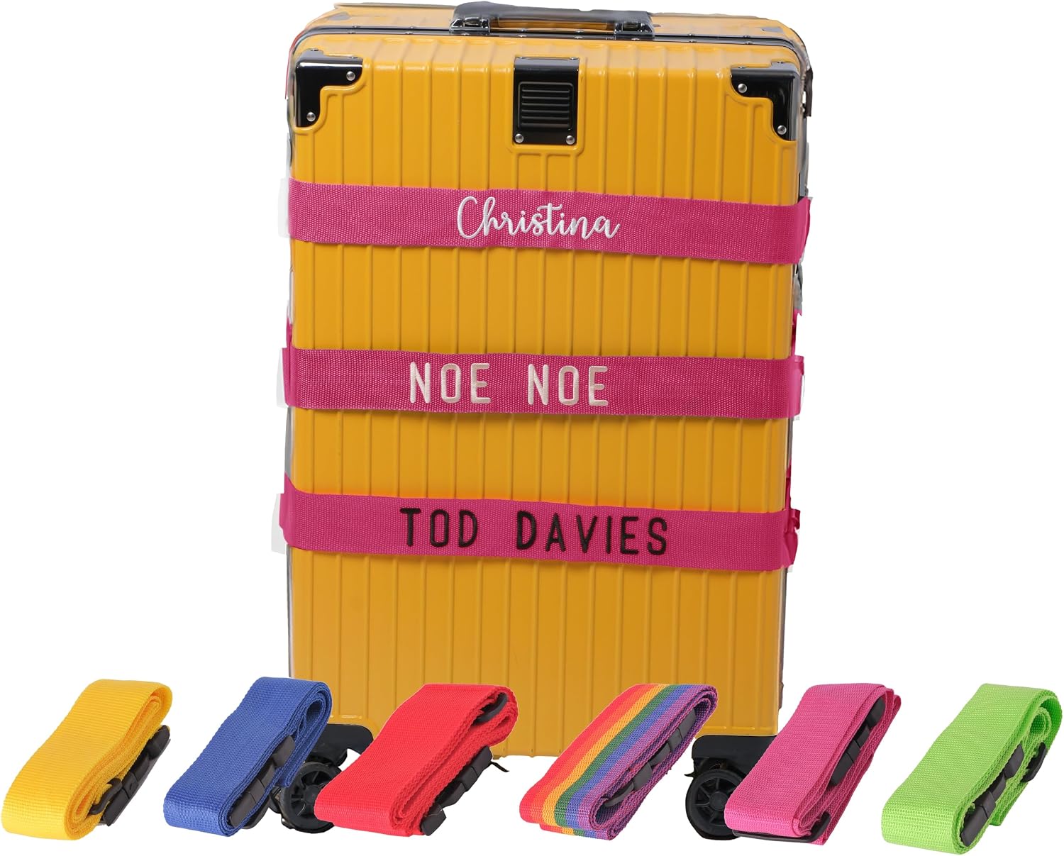 Customized Embroidered Luggage Strap - Personalized Name/Text, Adjustable Secure Suitcase Belt for Easy Identification, for Travelers (Purple)