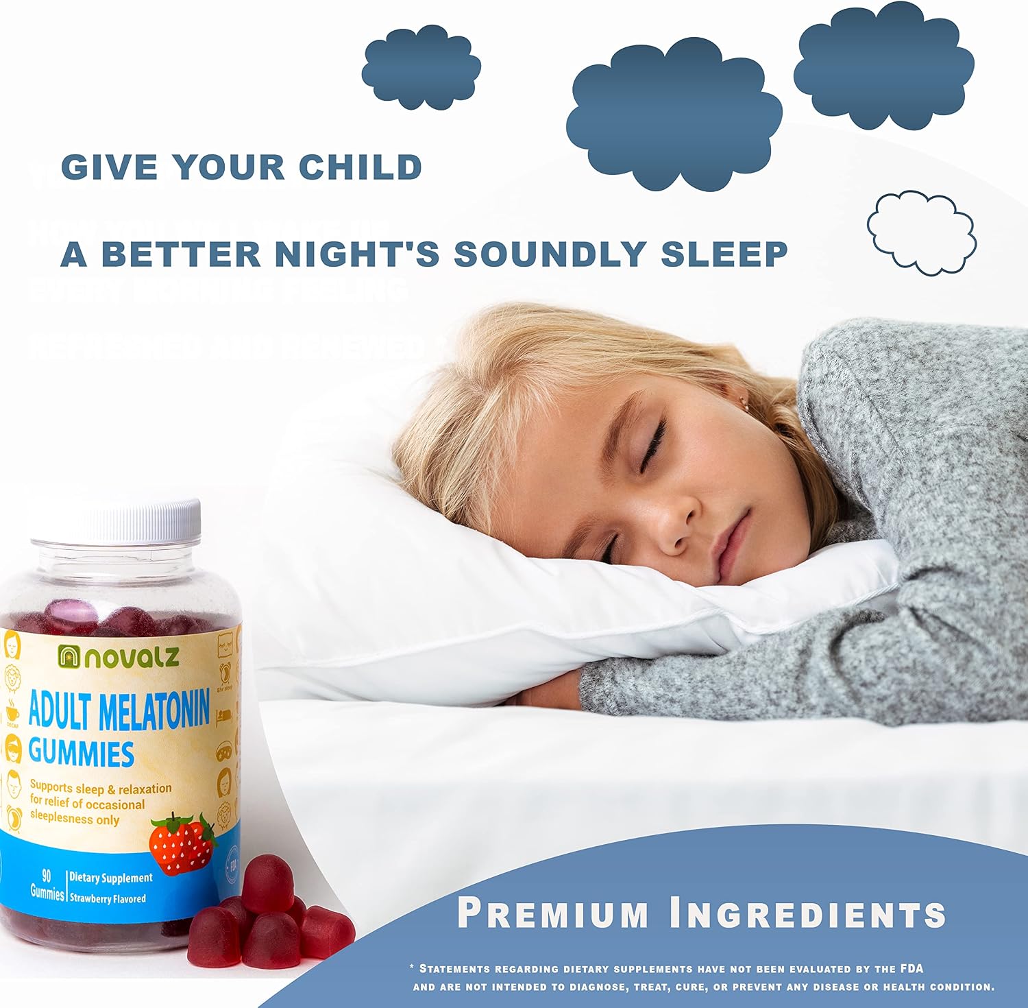 Vegan Melatonin Gummies 5mg Per Serving, Natural Sleep Aid, Gluten Free, Non-GMO, Occasional Sleep Support Supplement, for Men, Women and Kids