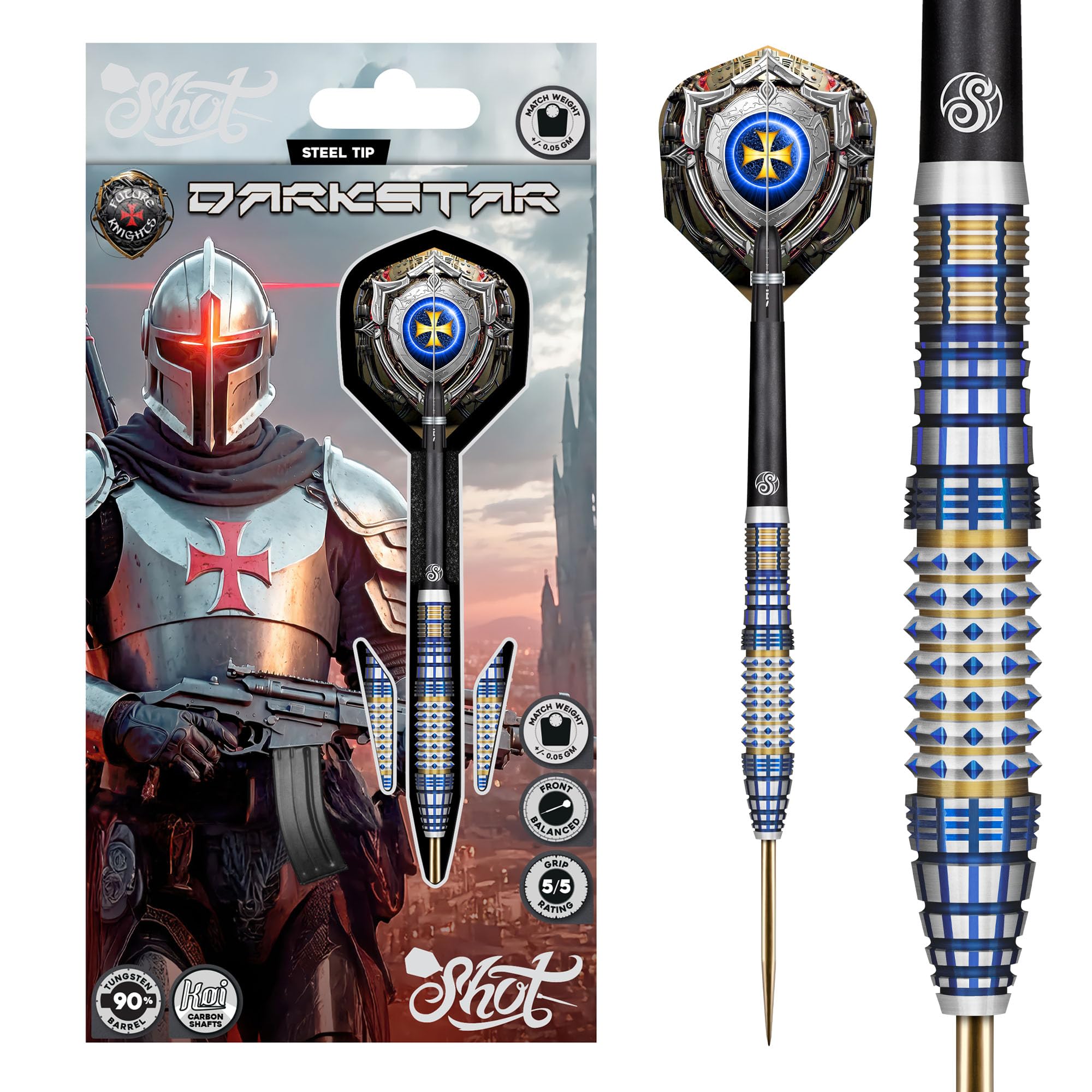 Future Knights Darkstar Steel Tip Dart Set-90% Tungsten Professional Darts for Bristle Dartboard