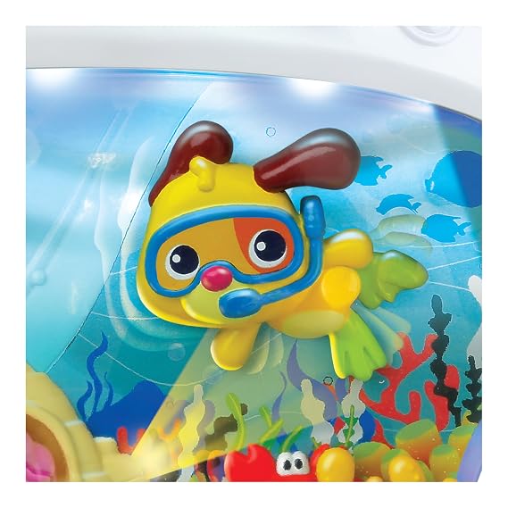 winfun 3-in-1 Soothing Seas Nightlight with Music Box Projector, and Soft Glowing Light - Calming Lullabies and Under-the-Sea Theme for Babies Attachable to Crib or Tabletop, Unisex Baby Gift