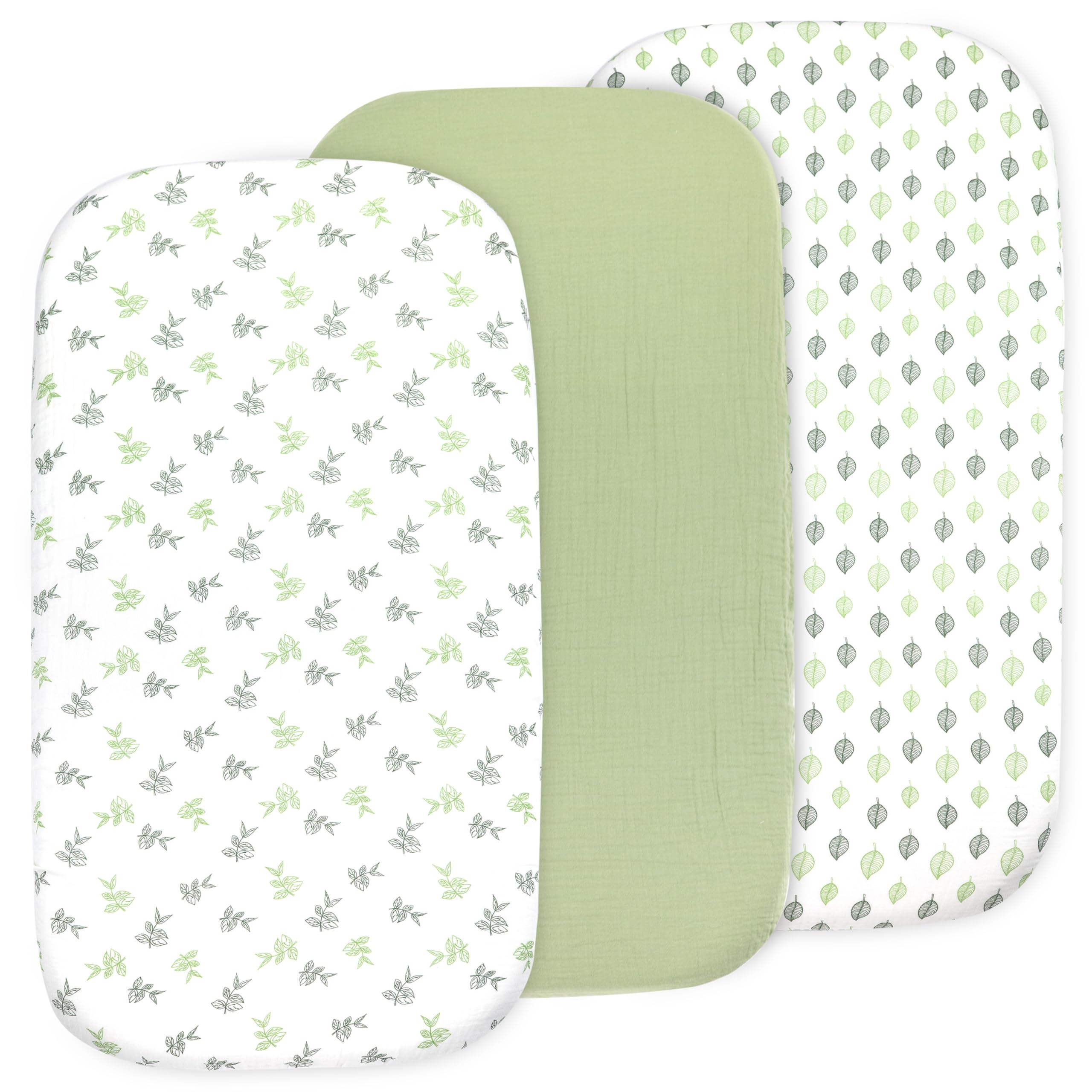 Juego de sábanas de muselina para bebé para niños y niñas, paquete de 3 unidades, funda de cama ajustable universal de algodón orgánico para colchón ovalado, reloj de arena y rectangular, sábanas