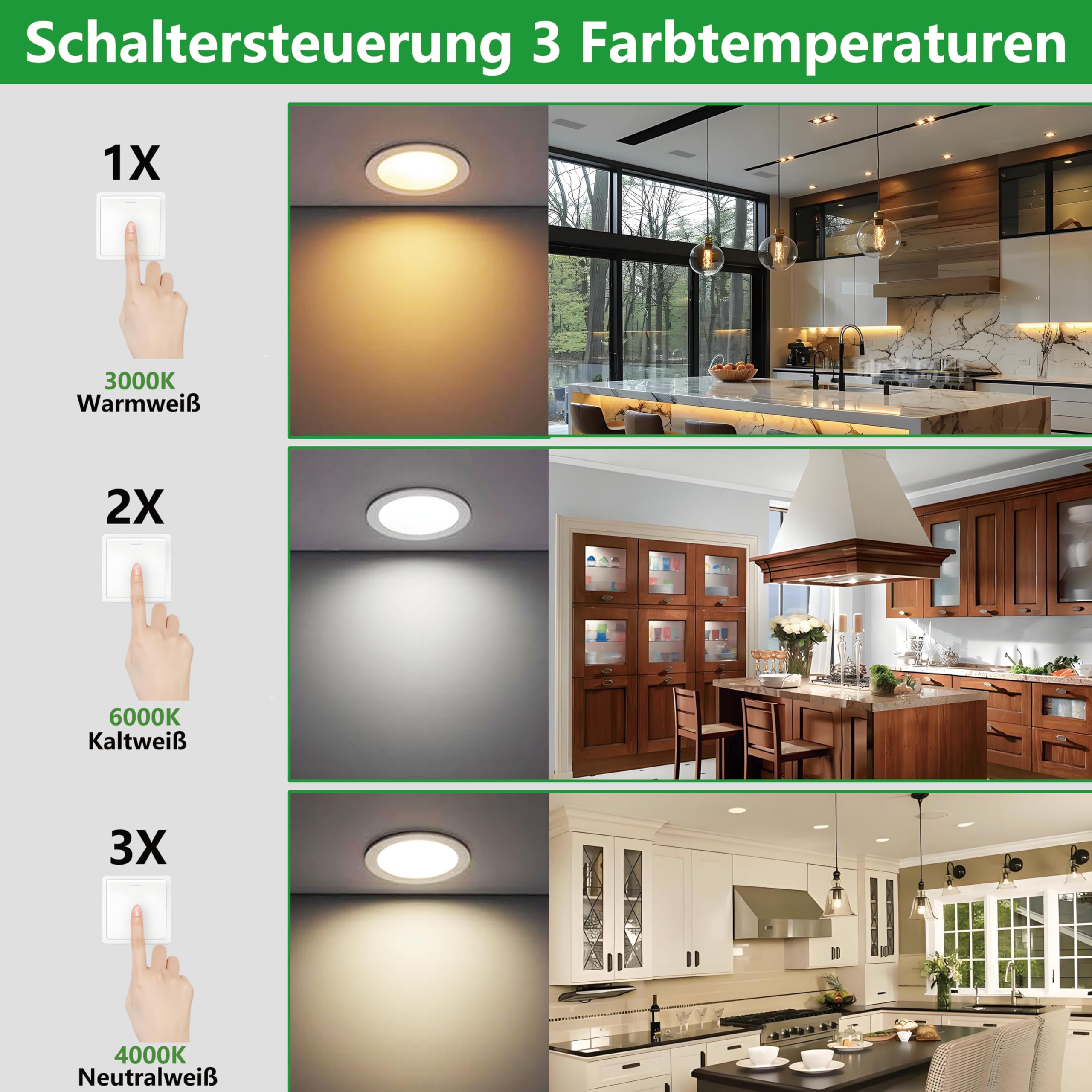 Faretto da incasso a LED, 4 W, bianco caldo, bianco neutro, 12 V, dimmerabile, diametro foro 60 mm e 12 mm, IP44, faretto da incasso per roulotte, cucina, con trasformatore da 230 V, set da 4 pezzi