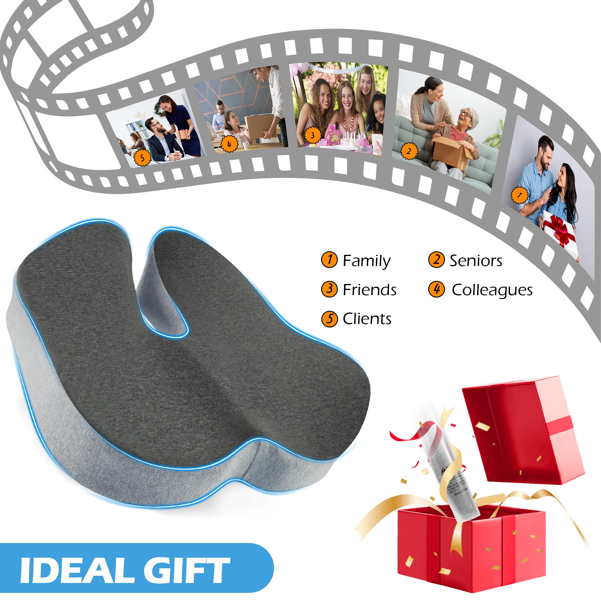 Lofty Aim Cuscino per sedia da ufficio: cuscino ergonomico in memory foam, cuscino per alleviare il dolore al coccige, sciatica, cuscino da scrivania per sedia da ufficio, seggiolino auto, aereo