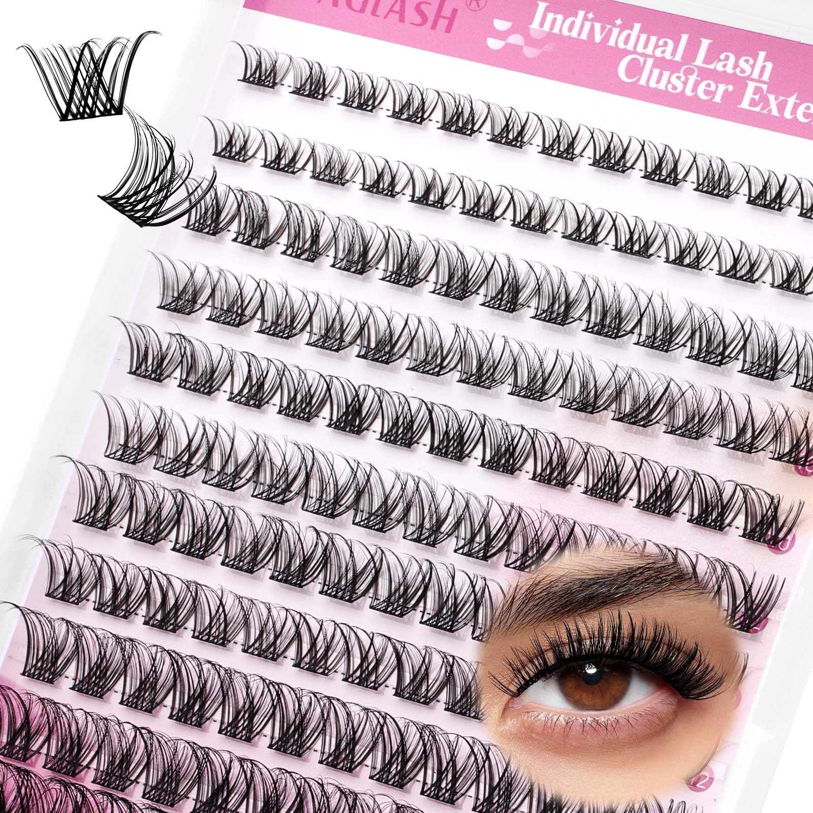 FADLASH Faux Cils FADLASH Cluster Individuel Cils a Cils 144pcs 0.07D 8-16mm DIY Réutilisable Extension Cils Bouquet(F5)