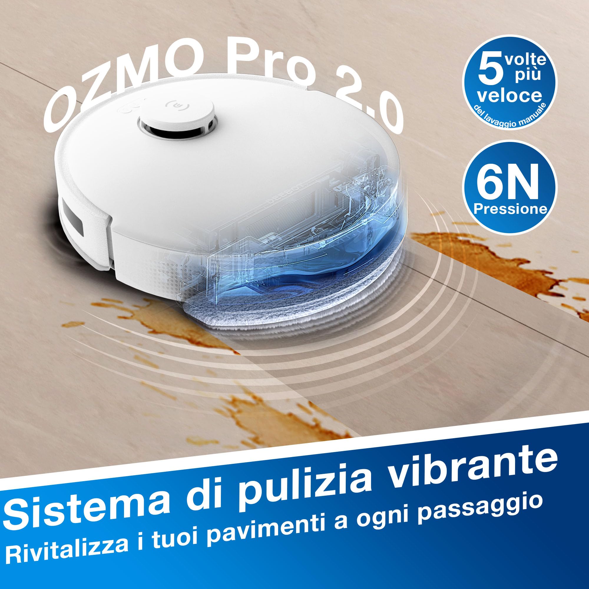 ECOVACS N20 PRO Plus Robot Aspirapolvere Lavapavimenti con Mappatura, 8000 Pa, Pulizia Senza Sforzo per 45 Giorni, Spazzola Antigroviglio, Durata 300 min, Arrampicata da 20 mm