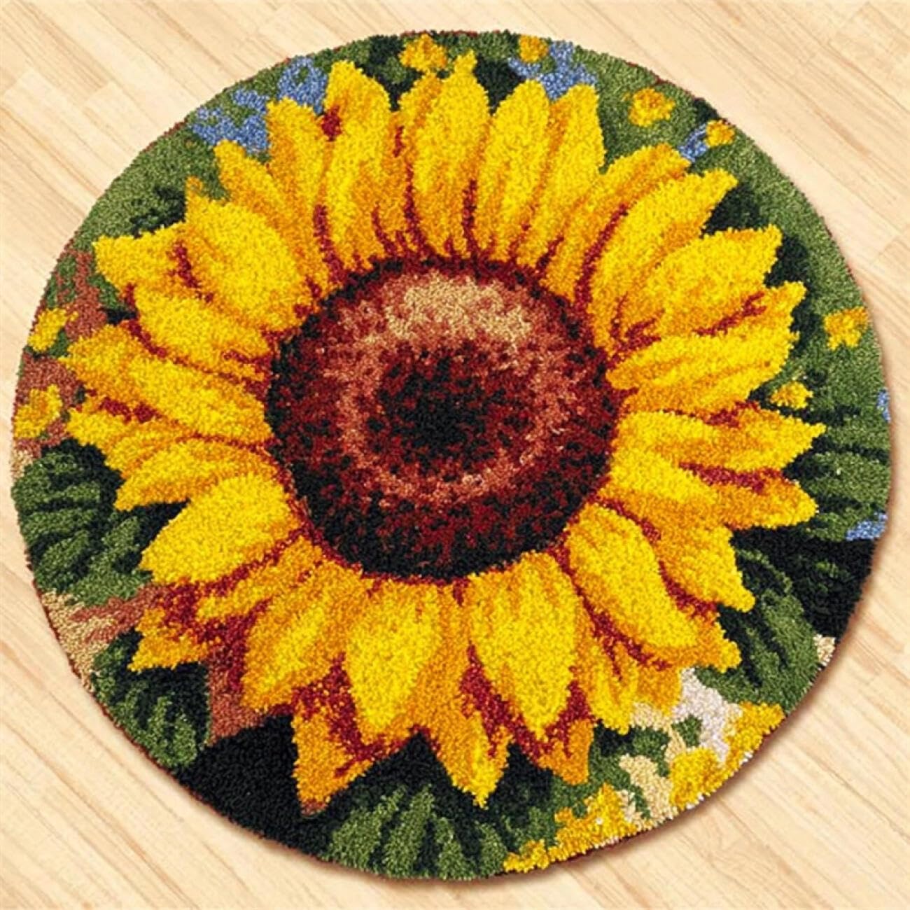 Kitquiver Latch Hook Carpet Kits Sunflower 60x60cm