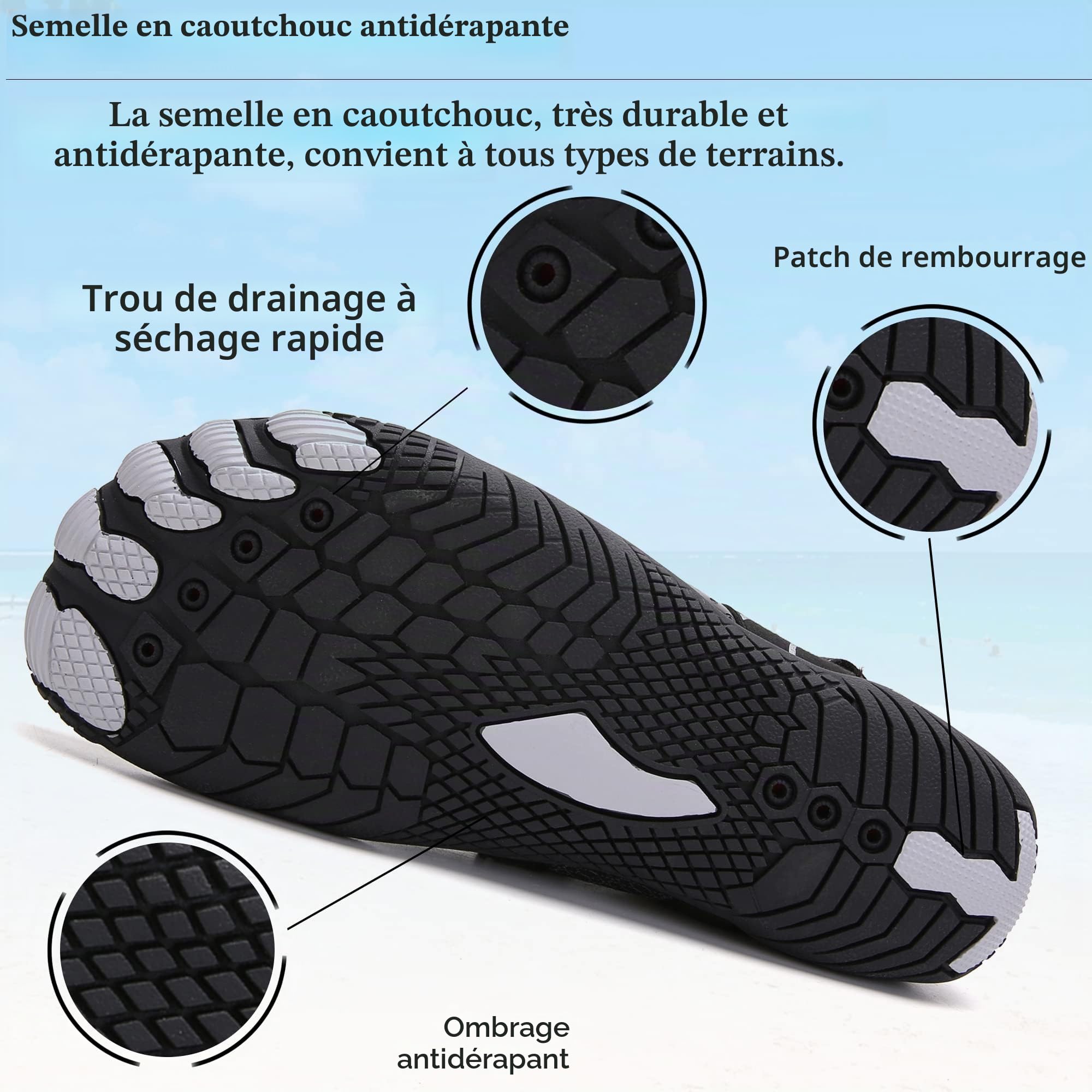 Chaussures de Bain d'eau Aqua de Plage Chaussures de Natation à séchage Rapide Chaussures Pieds Nus Respirantes de Surf Chaussettes de Bain pour Hommes Femmes Enfants Taille 35-48