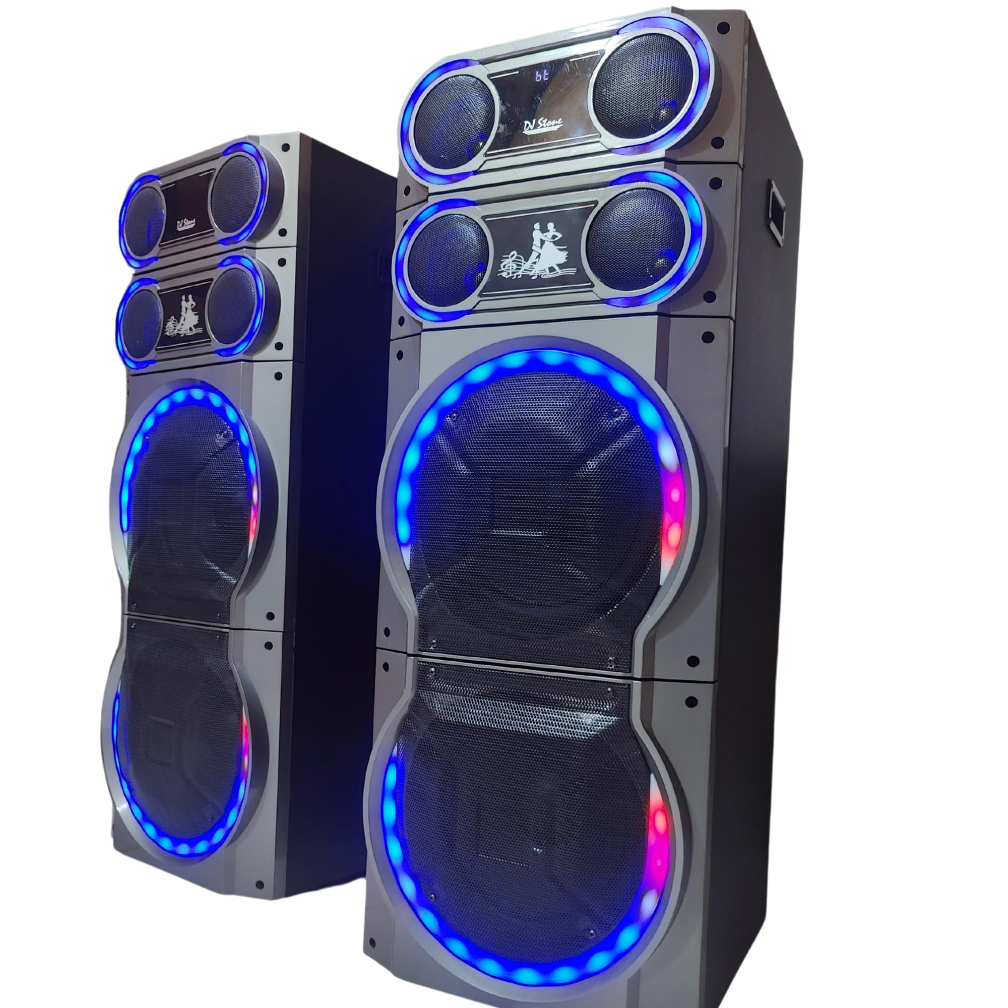 DJ Stone Club DJ Bluetooth Party Tower Speakers with LED Lights, Dual Towers, Wireless Microphone, USB and AUX. Powerfull Bass.-image-5