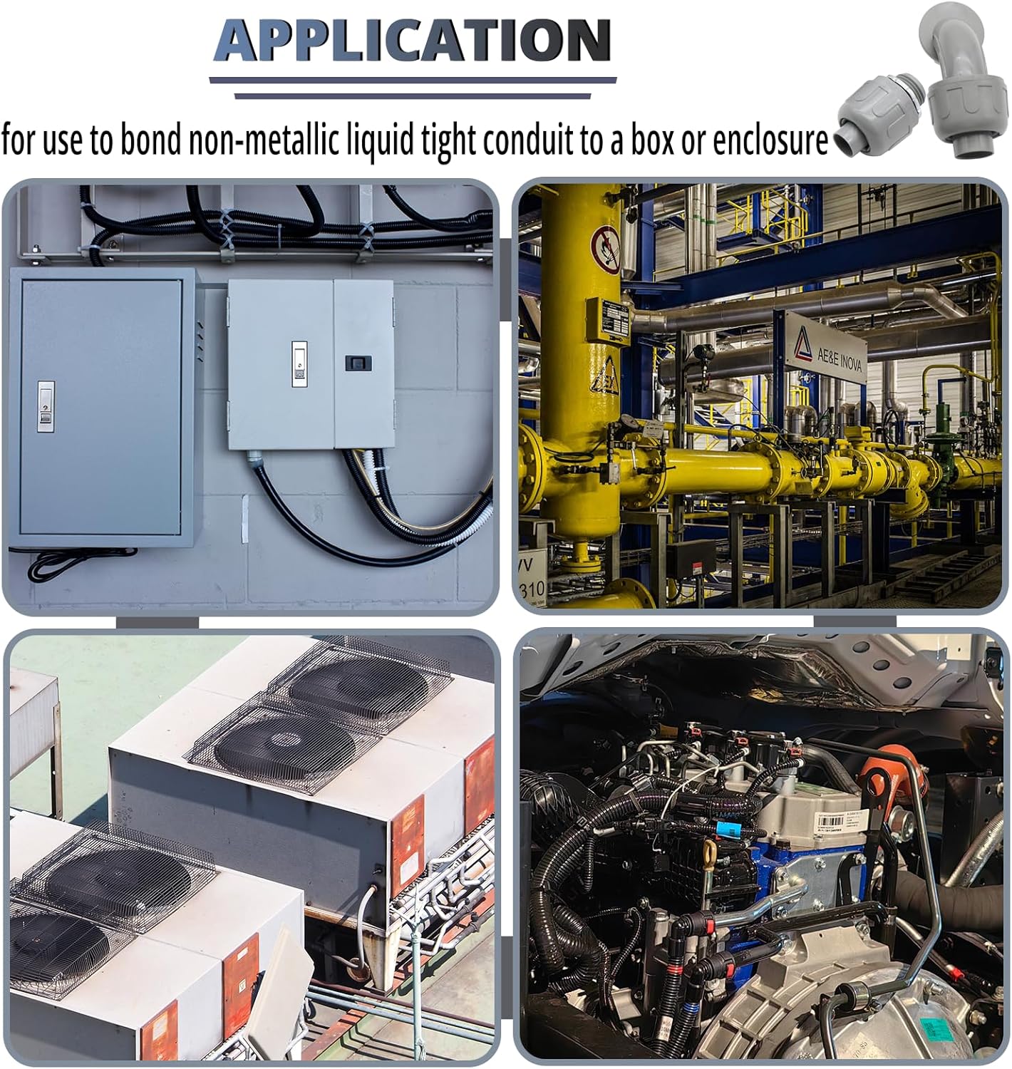 30 Pack 1/2 Inch Flexible Conduit Connectors, 15 Pack 90-Degree and 15 Pack 180-Degree PVC Conduit Fittings, Grey Liquid-Tight Connector for Home Outdoor Tubes, UL Listed