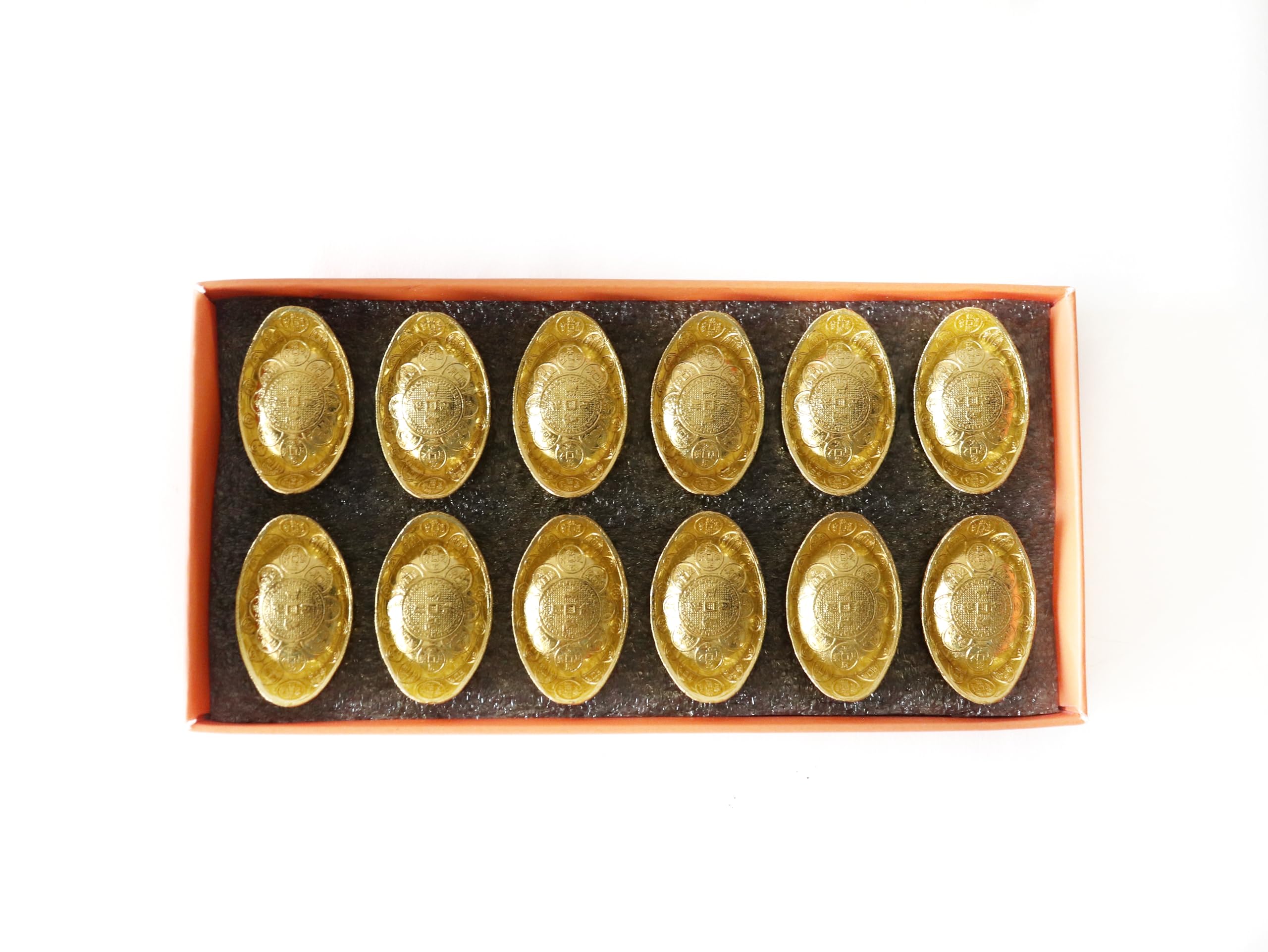 The Spiritual Living Lucky Feng Shui Gold Ingot for Financial Luck - Prosperity - Fortune - Wealth - Success - 12 Piece Set II Home & Office - Shop - Cash Box