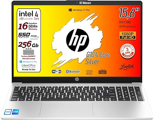HP 250 G9, Pc portatile notebook, Display Full HD da 15,6", cpu...