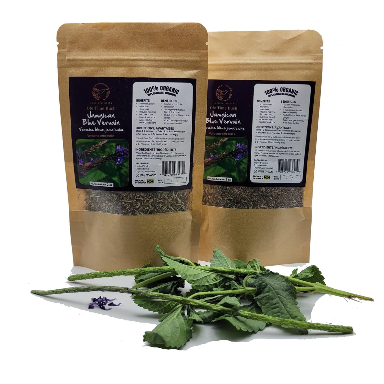 100% Jamaican Blue Vervain organic tea-2Pack-.handpicked in Jamaica- Blue Vervain herb, Jamaica Bush tea, Jamaican Herbs