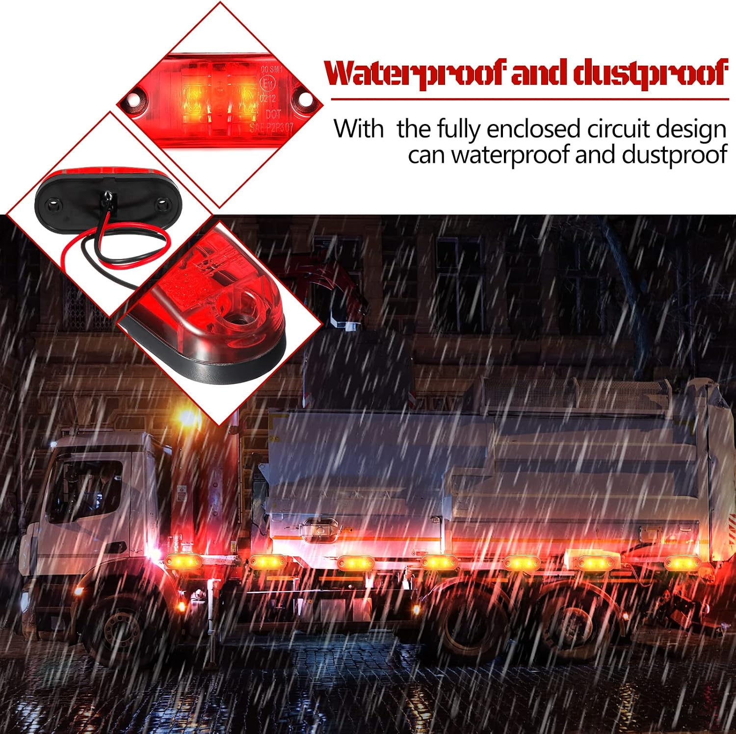 10 Pieces 2.5 Inch 2 Diode Trailer Side Marker Light LED Trailer Marker Light Truck Light Oval RV Running Lights for Exterior Marker Lights Surface Mount Accessories(Red)
