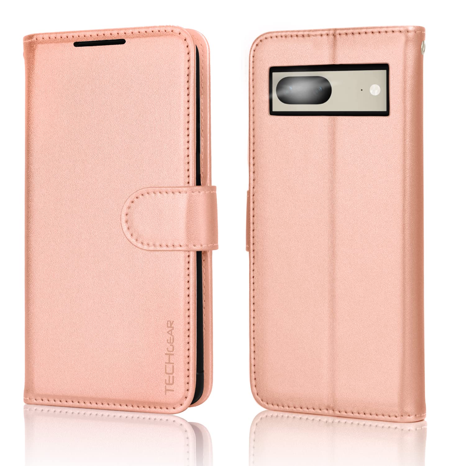 TECHGEAR Pixel 7a Portemonnee Hoesje – Flipcase Met Kaarthouders, Standfunctie & Polsband, Zwart PU-Leer