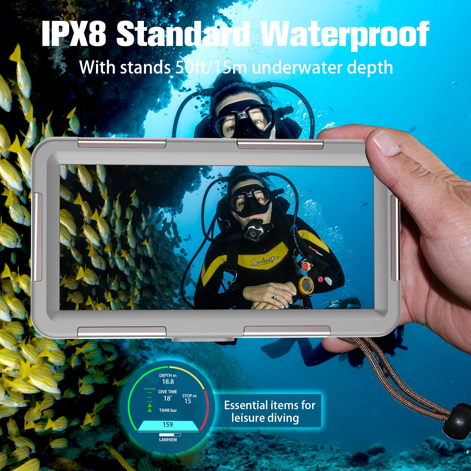 Case Anti Acqua per iPhone 17/16/15/14 - IPX8 15m Underwater - Dettaglio