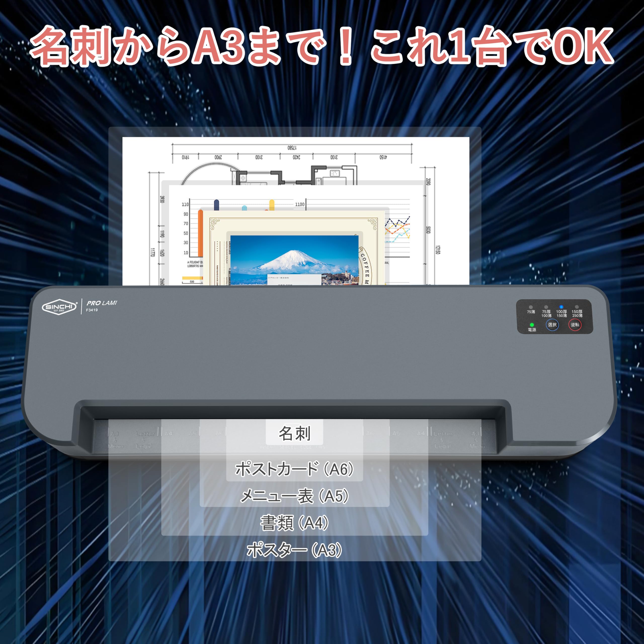 Amazon | SINCHI ラミネーター｜30秒高速起動・4本ローラー搭載