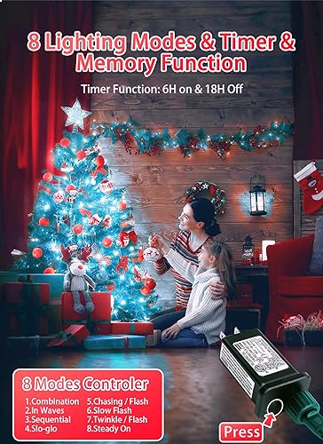 Miniatura 3 de Luces LED C9 de Navidad para exteriores, 81 pies, 100 luces LED con temporizador y 8 modos de iluminación, impermeable, grado comercial, extensible,