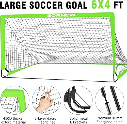 Miniatura 3 de Kids Soccer Goal for Backyard Set - 2 Set of 6X4  4X3 ft Toddler Soccer Nets Training Equipment, Soccer Ball, Pop Up Portable Soccer Set for Kids