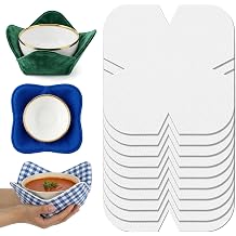 10 Pcs Bowl Cozy Precut Batting, 10 x 10 Inch Bowl Cozy Pattern Template, Heat Resistant Soft Cotton Quilt Batting for Sewing DIY, Microwave Safe