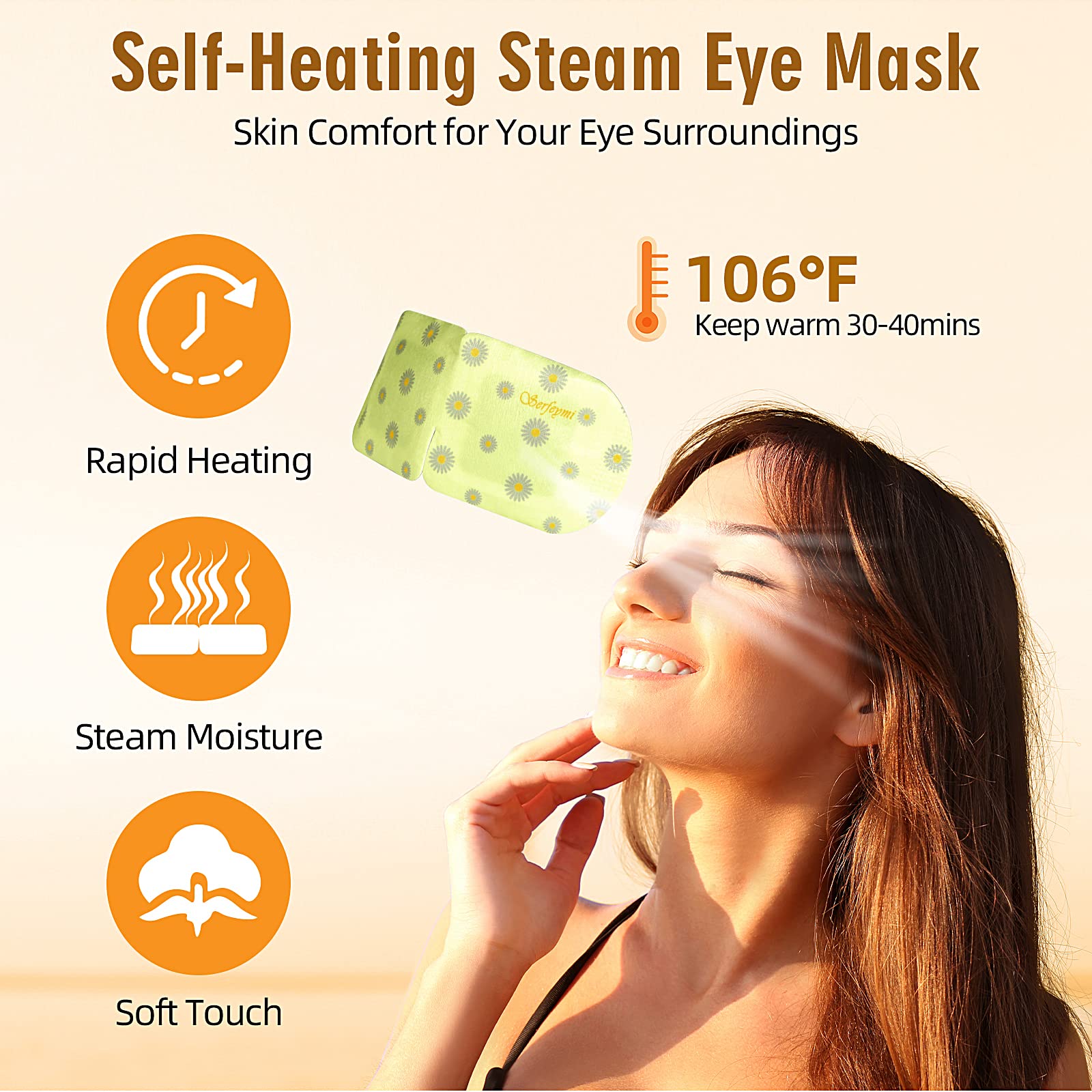 Serfeymi Self Heating Steam Eye Mask 22PCS- Disposable Sleep Warming Eye Mask for Puffy Dry Eyes, Moist Hot Warm Eye Compress - Image 2