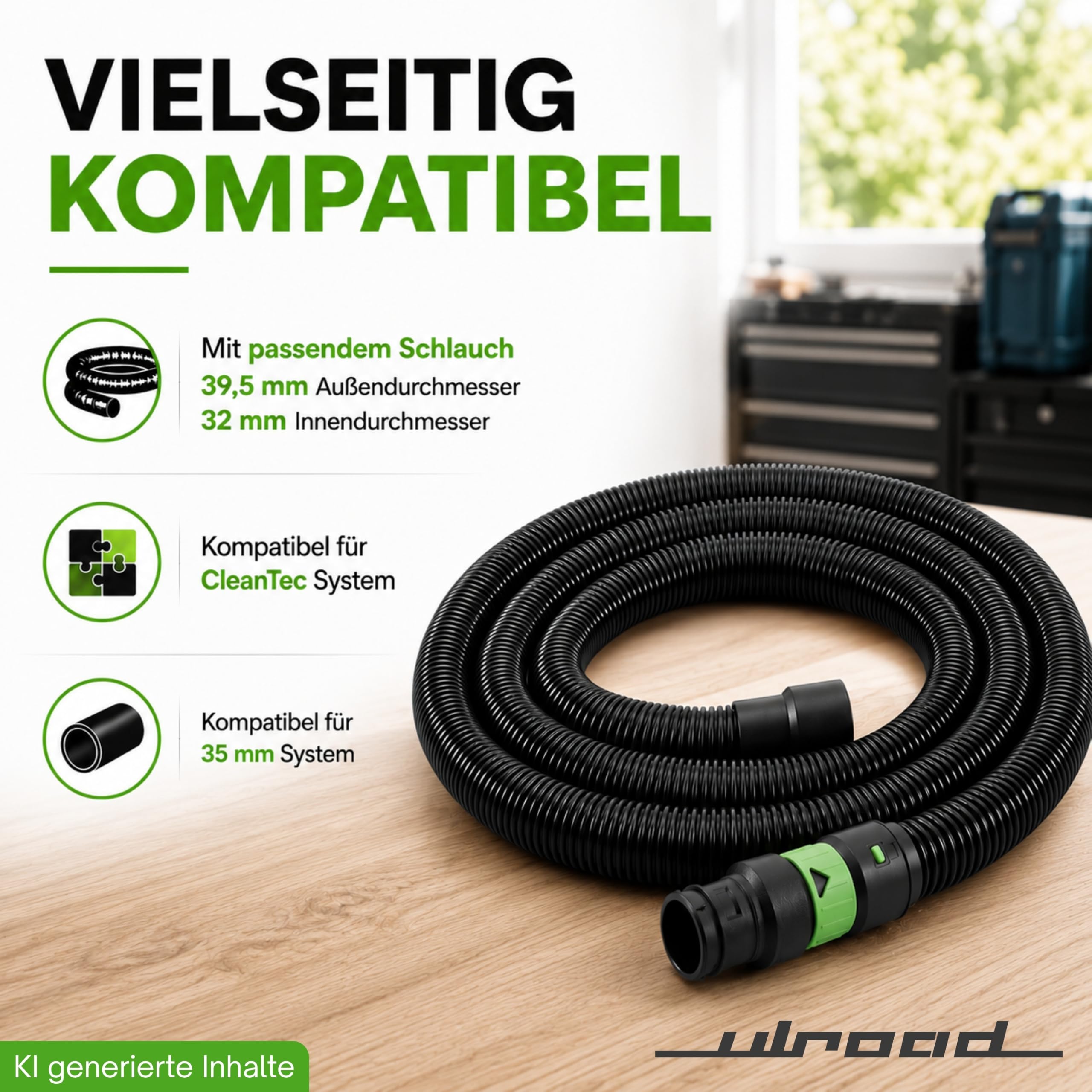 Wąż do odkurzacza pasujący do odkurzacza Festool Cleantec D27/32, 1,5 m