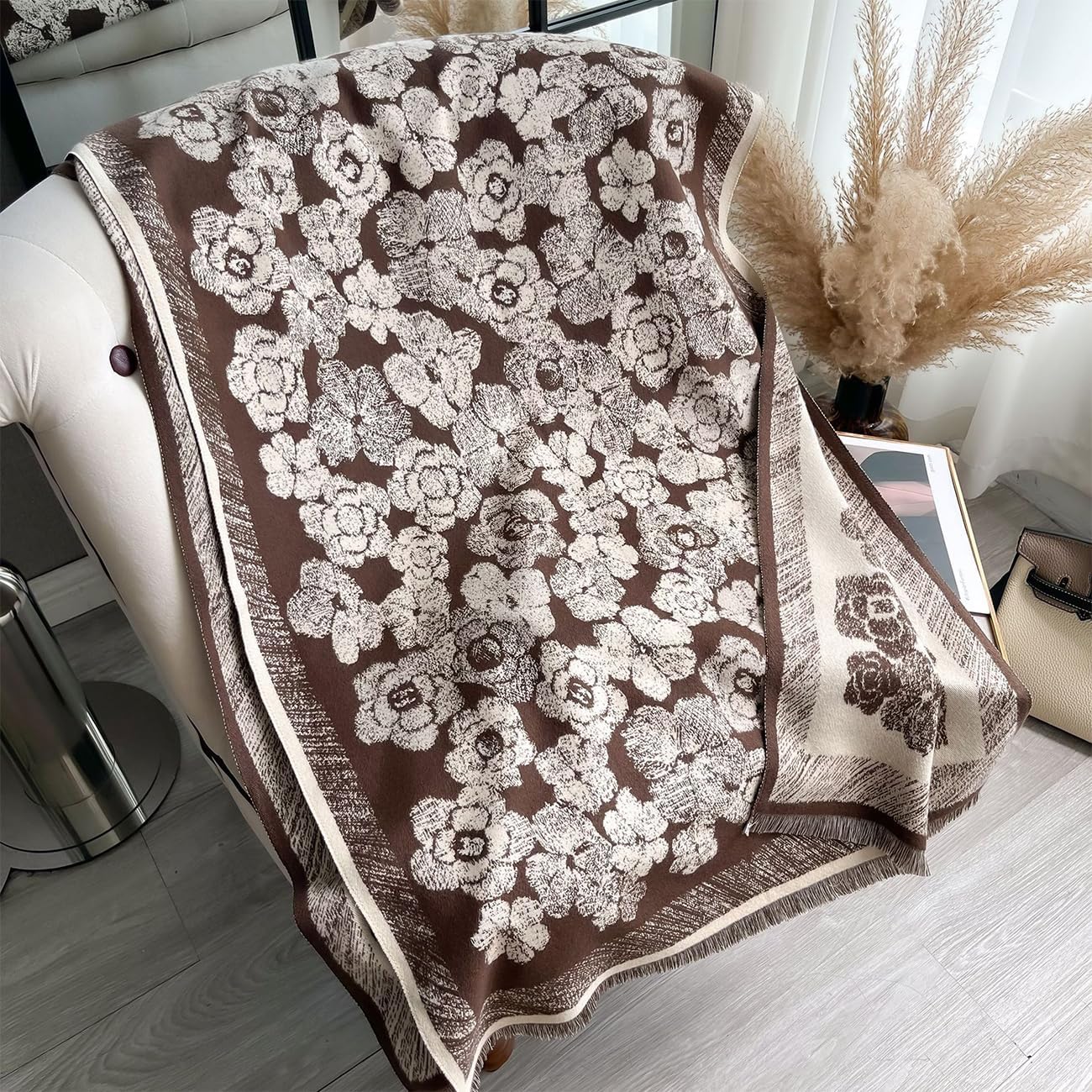 Cashmere Feel Winter Scarf for Women Large Pashmina Blanket Scarf Cashmere Wrap for Women Fall Winter Shawl - Image 6