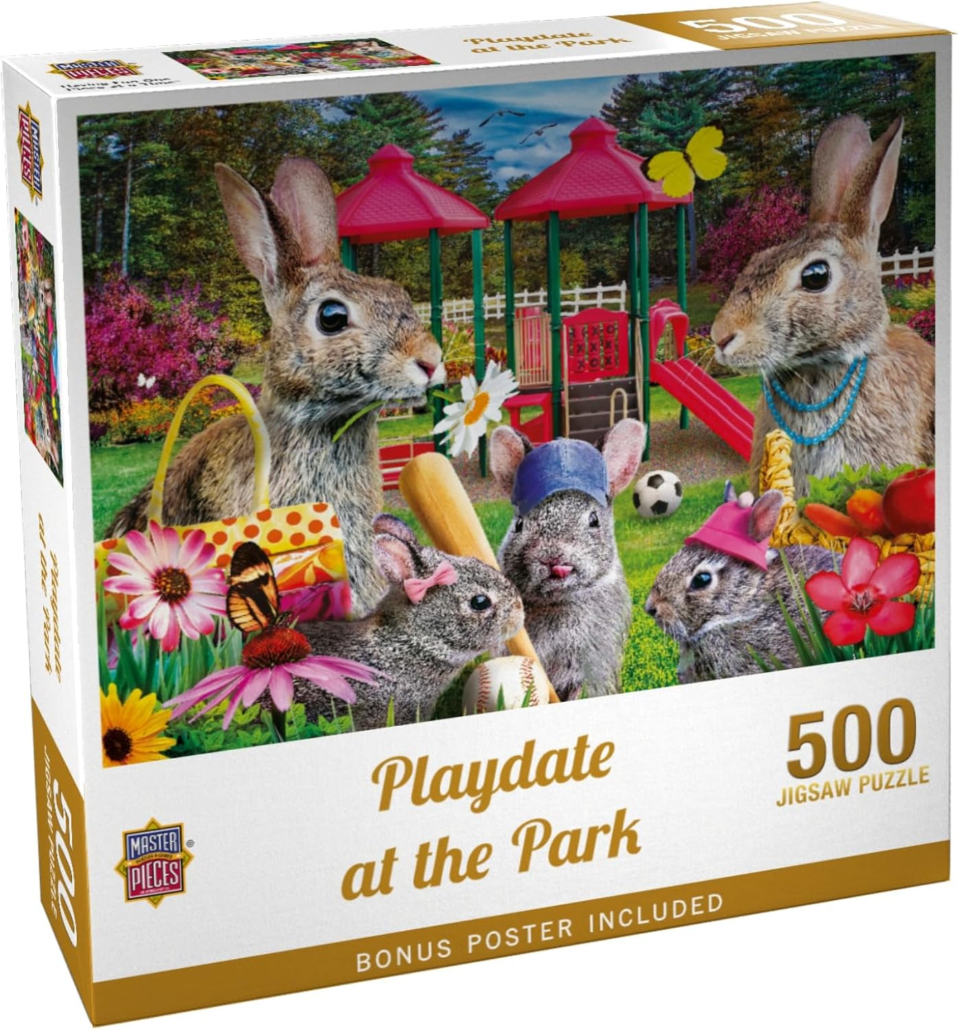 Masterpieces Playdate at The Park Jigsaw Puzzle - 300 Piece EZ Grip, Animals, Rabbits - Adult