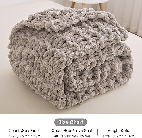 Miniatura 7 de Mooreeke Manta de punto grueso de 30 x 40 pulgadas, suave, lavable, acogedora manta de felpilla 100% hecha a mano con hilo de felpilla jumbo para