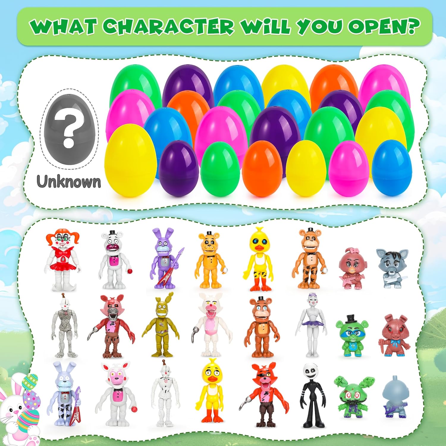 24 Pack Easter Eggs Filled for Kids, Easter Eggs Stuffers Horror Game Action Figure Toys Set, Ideal Easter Gift for Kids Boy Girl