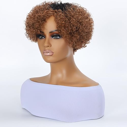 Miniatura 3 de Pelucas cortas de cabello humano para mujeres negras, sin pegamento, pelucas rizadas cortas para mujeres negras, pelucas de corte Pixie con