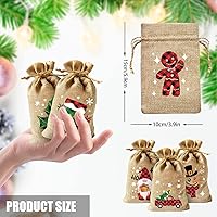Vista 2 de KIMOBER 36 bolsas de regalo de arpillera de Navidad, bolsa de lino de yute para dulces con doble cordón para recuerdos de fiesta de Navidad