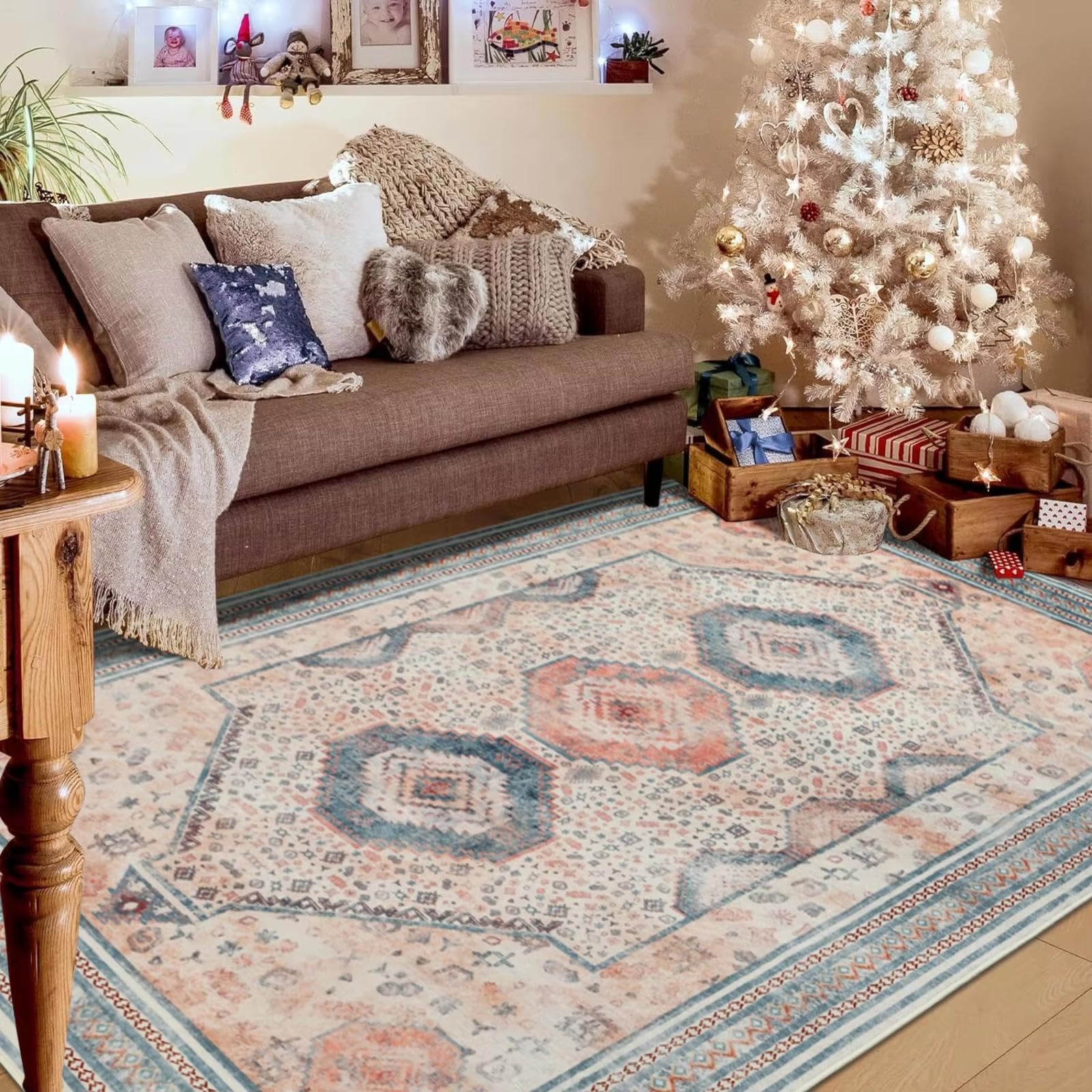 Tapis vintage pour chambre à coucher et salle à manger chaleureuse