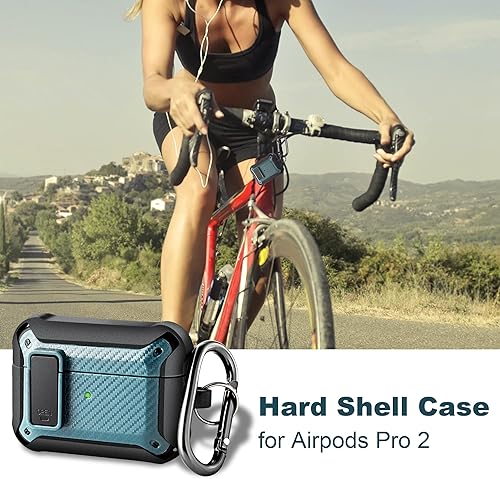 Miniatura 8 de Funda compatible con AirPods Pro 2 con bloqueo seguro, funda militar con llavero, funda protectora rígida a prueba de golpes compatible con AirPod
