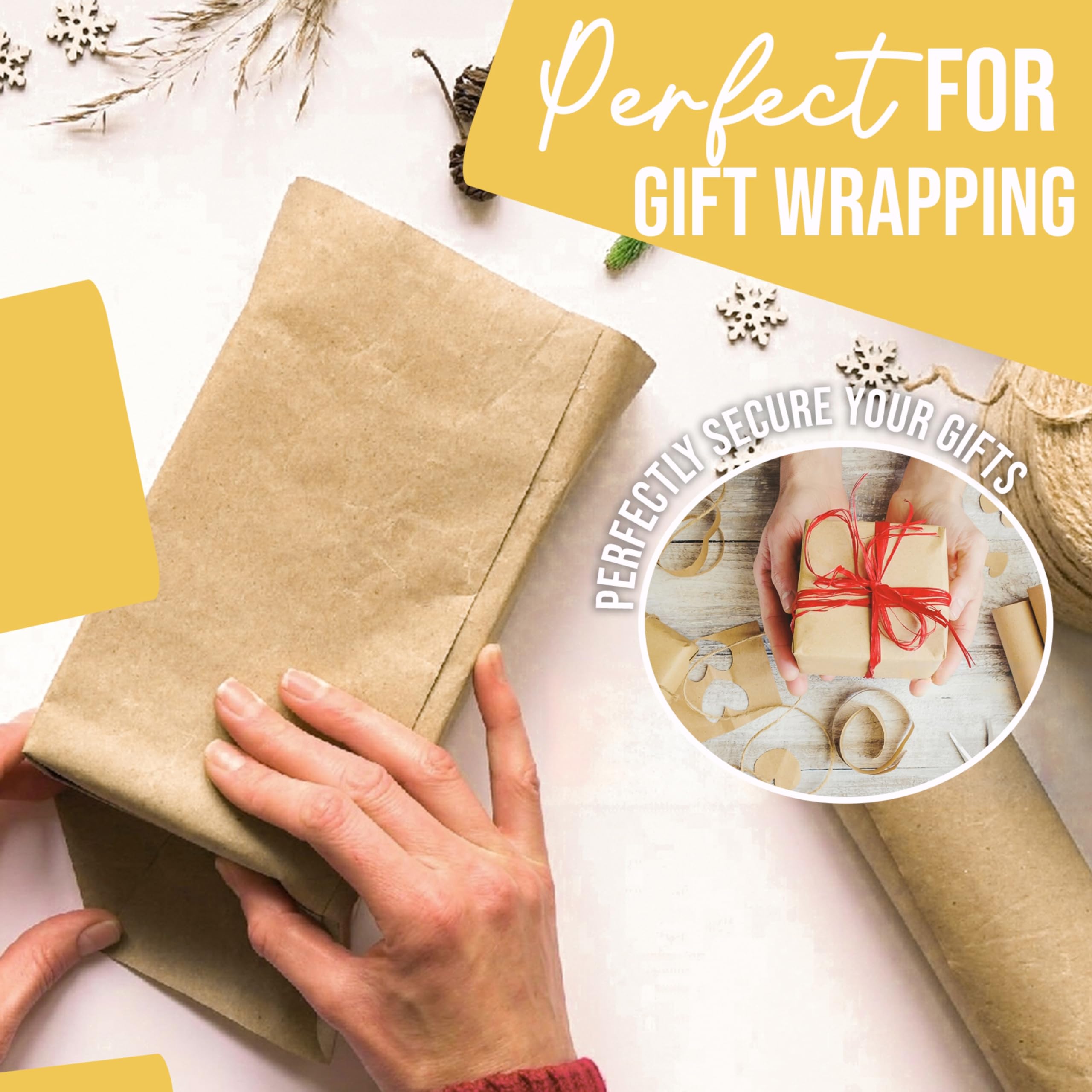 Natürliches Kraftpapier, 45,1 x 3,352,8 cm, braune Rolle, Geschenk- und Versandpapier, perfekt zum Basteln und Verpacken von Crown Display