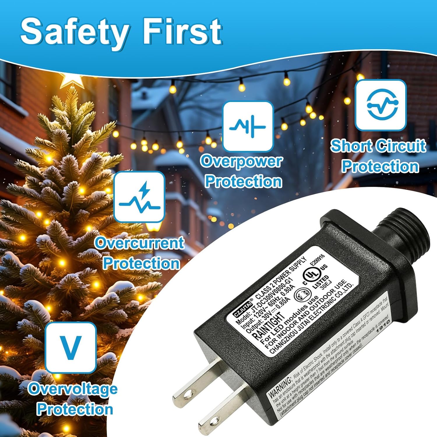 Pack of 2 30V 24W Power Supply,Transformer for CZJUTAI JT-DC300V0800-G IP44 30V24W /12W /9W /7.2W /6W /4.5W /3.6W for Christmas Lighting, String Light,Projector Light, Lawn Lamp, Inflatable Device