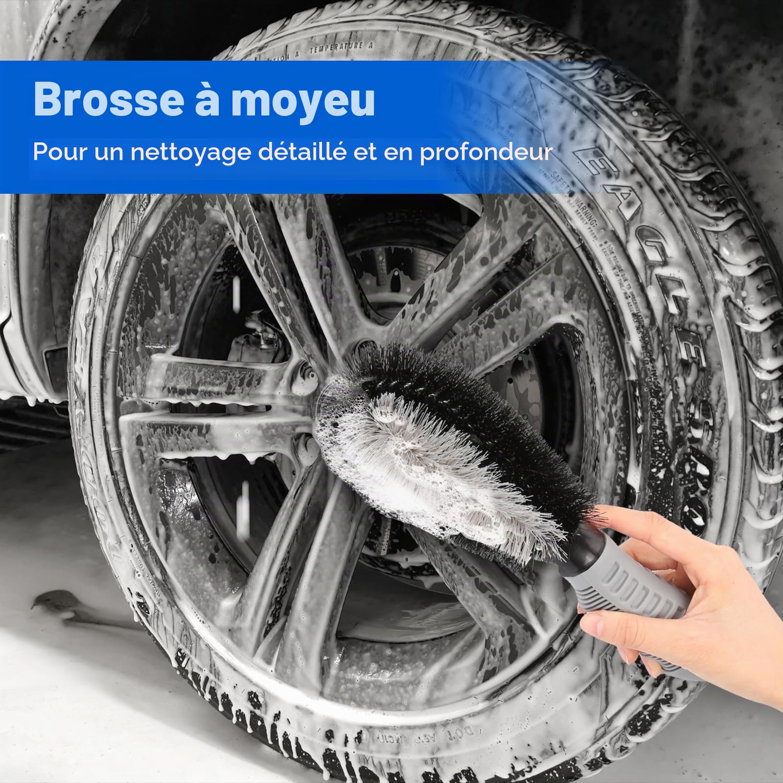 Nettoyeur de Train de Roulement 2-en-1 avec Brosse à moyeu, 16 Pouces | Balai à Eau de Lavage de Voiture, Nettoyeur Haute Pression, Nettoyeur de Surface 1200-4000 PSI