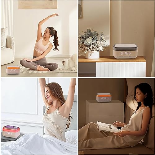 Miniatura 7 de Altavoz Bluetooth con carga inalámbrica, reloj despertador doble, 3 niveles de brillo, lámpara de noche digital 1224 horas, estación de carga