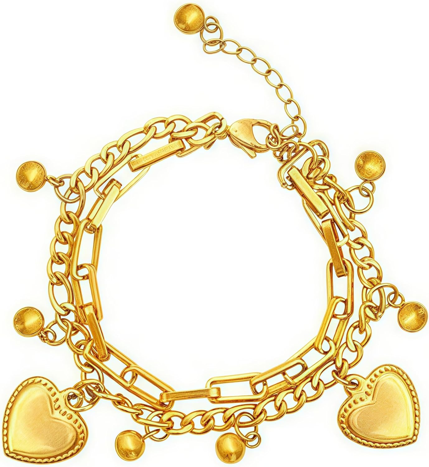 Double Layer Heart Bracelet Fade Resistant Adjustable Elegant Style