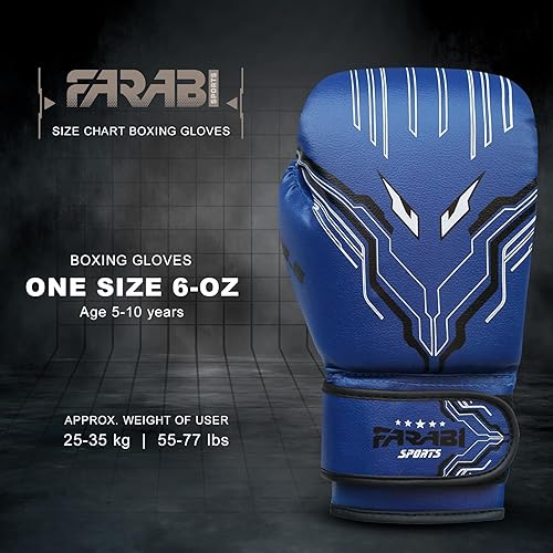 Miniatura 6 de Farabi Sports Guantes de boxeo para niños y niñas, guantes de kickboxing de 6 onzas para jóvenes, guantes de boxeo junior para MMA, Muay Thai,