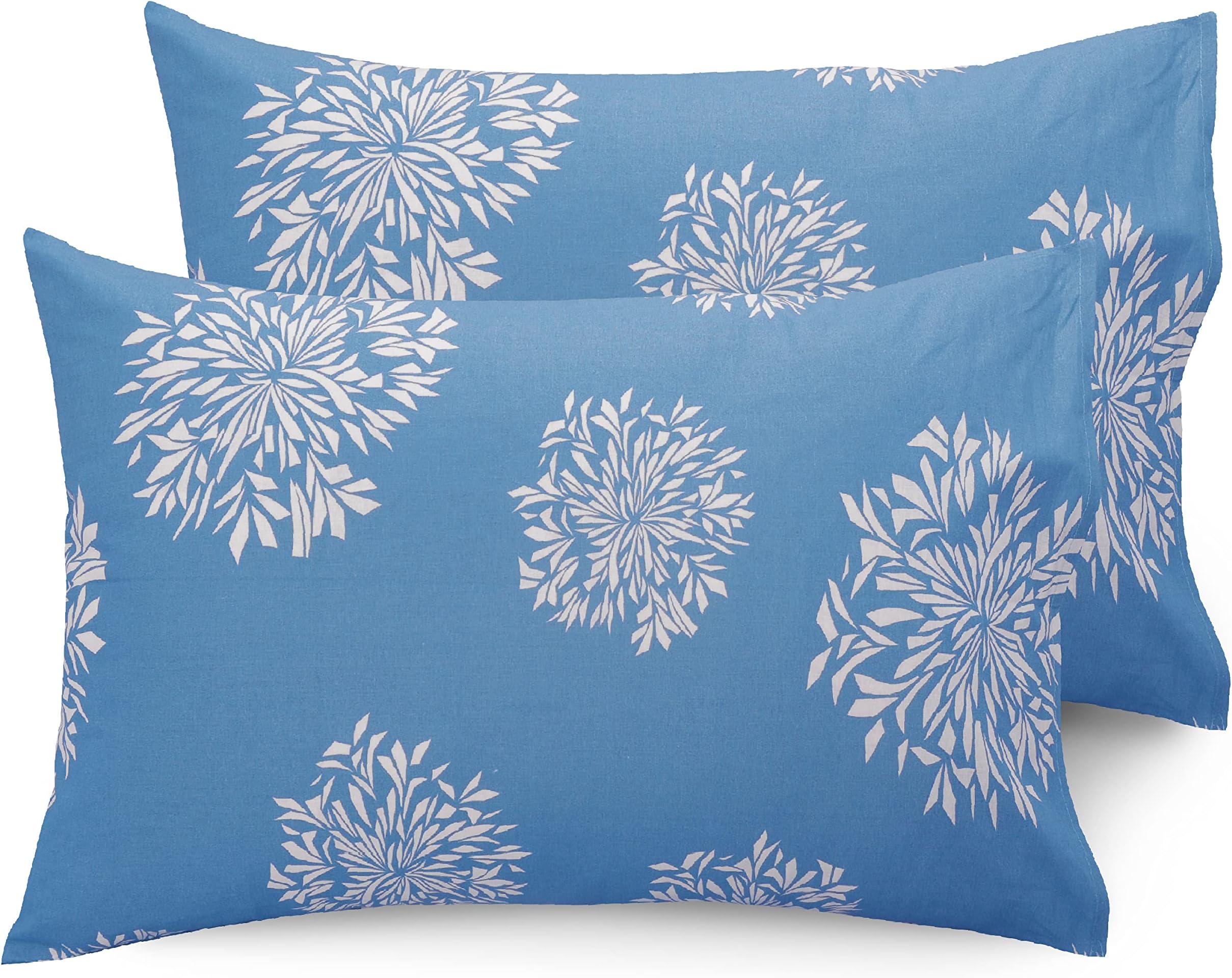 HUESLANDby Ahmedabad Cotton 144 TC Cotton Pillow Cover Set of 2 - Blue