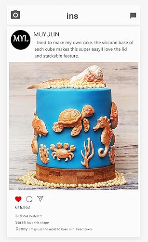 Miniatura 5 de Molde de silicona para fondant de pez tortuga marina, 4 paquetes de moldes de chocolate con delfín de coral marino para decoración de pasteles,