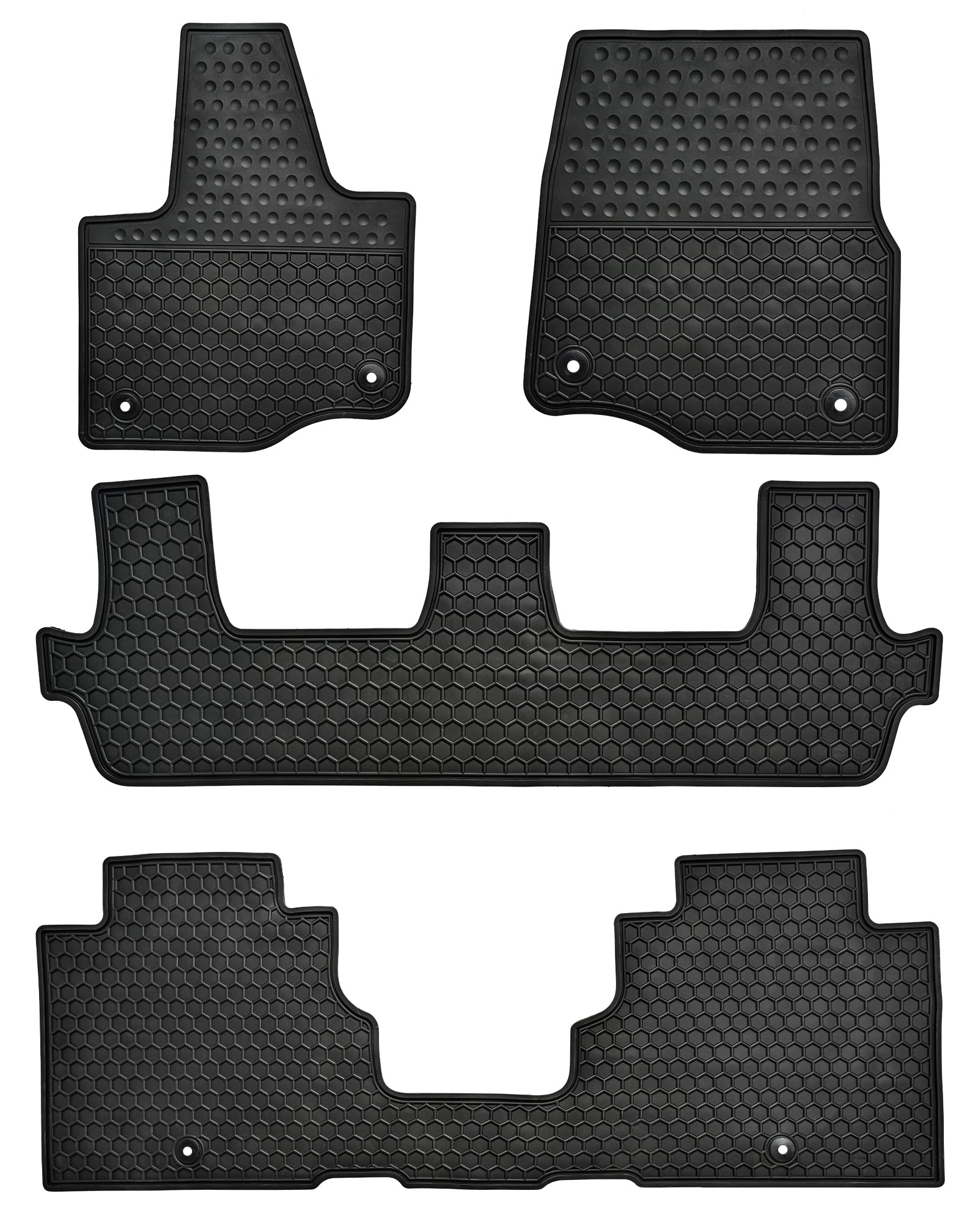 Lwope Car Floor Mats Custom Fit for Ford Expedition 2018-2025 (Not Fit MAX Or L) 8 Seats with 2nd Bench Seat Black Rubber Auto Liner Mats All Weather