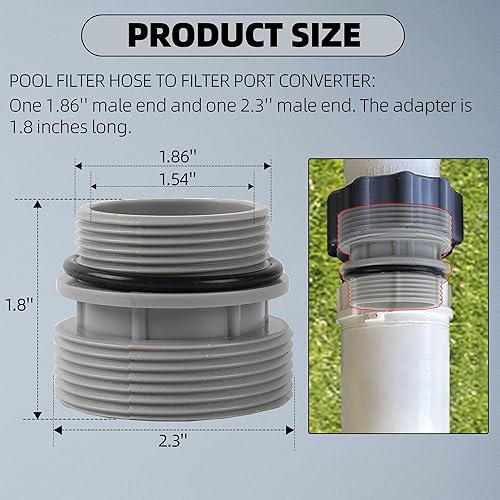 Miniatura 2 de TonGass Kit de conversión de manguera de filtro de 1.575 in a 1 12 pulgadas, adaptador de piscina sobre el suelo conecta mangueras de 1.575 in a