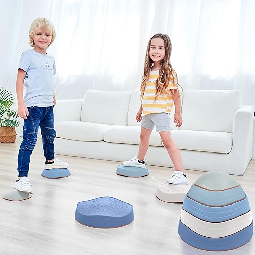 Miniatura 9 de Special Supplies Stepping Stones for Kids, 5 Balance Indoor and Outdoor Blocks Promote Coordination, Balance, Strength, Child Safe Rubber, Non-Slip