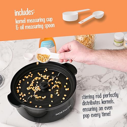 Miniatura 3 de Nostalgia - Máquina de palomitas con mezclador antiadherente para 24 tazas de palomitas estilo teatro con aceite caliente - Tapa de doble uso y Rojo