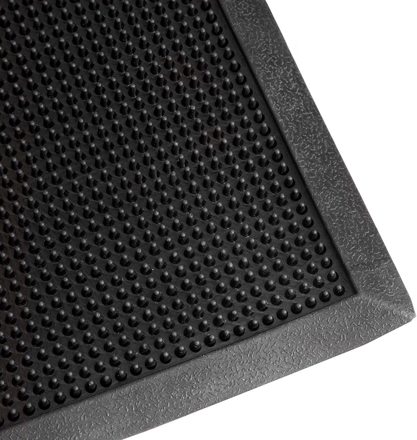 Heavy Duty Fingertip Scraper Entrance Mat - 24 Inch by 32 Inch - Rubber Outdoor Sanitizing Floor Rug