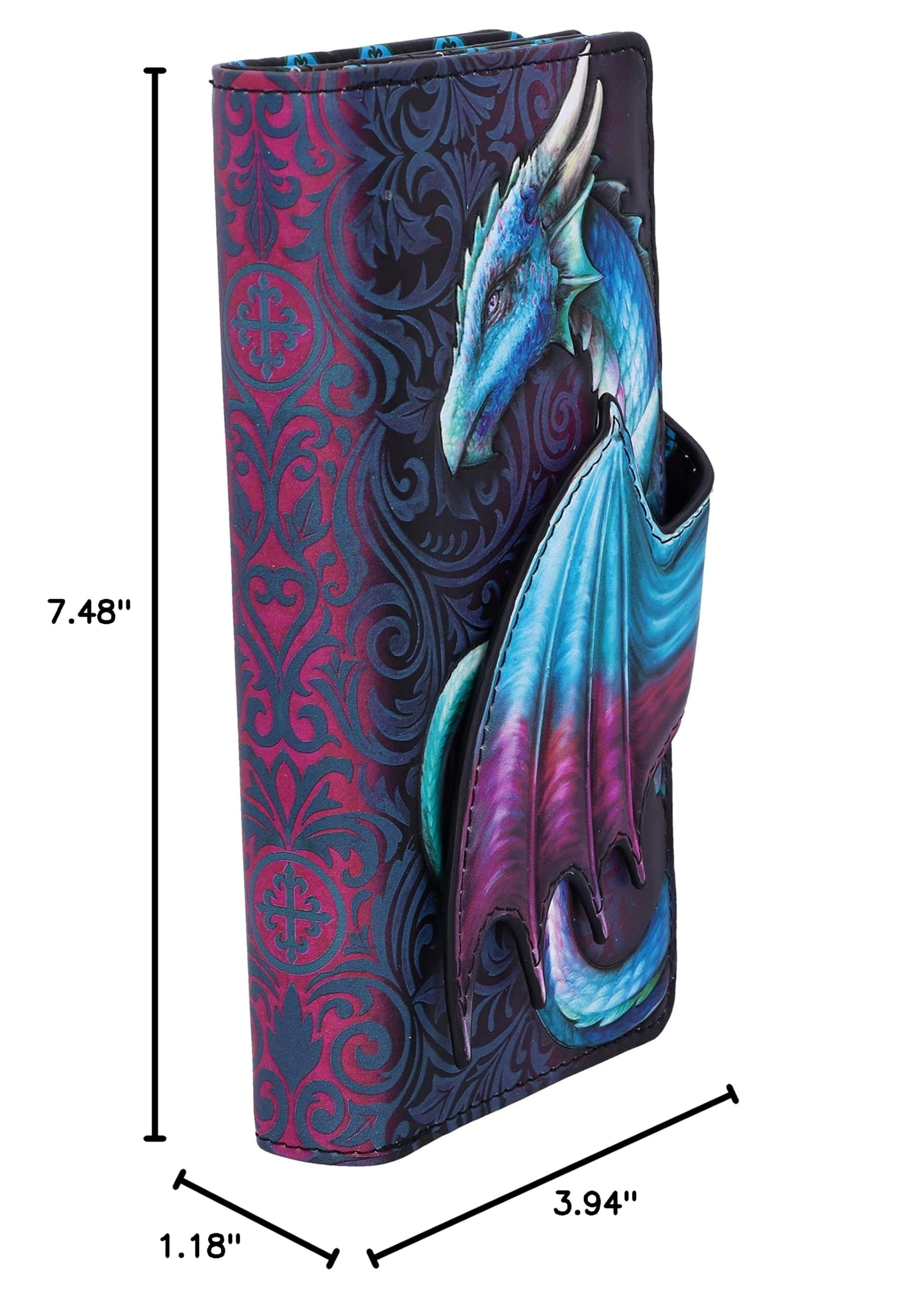 Nemesis Now Dragon Embossed Purse, Multi-Slot Wallet, Baroque Designs, Fantasy Folklore Gift, 18.5cm